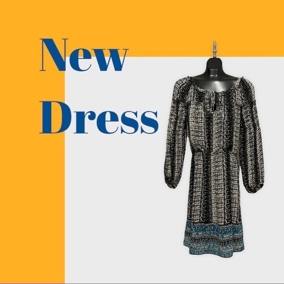 Nwt Max Studio Lined Dress Black /White Print Size Medium - Picture 1 of 7